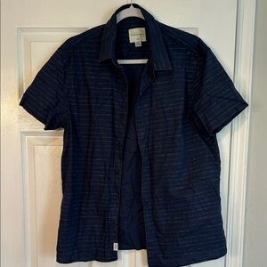 Navy Striped Short Sleeve Shirt